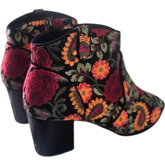 Crown Vintage Frankie Embroidered Open Toe Ankle Boot Shoe Size 11M - Picture 5 of 9